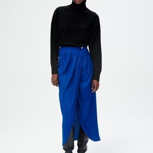 Midi Wrap Skirt Two Tone Blue